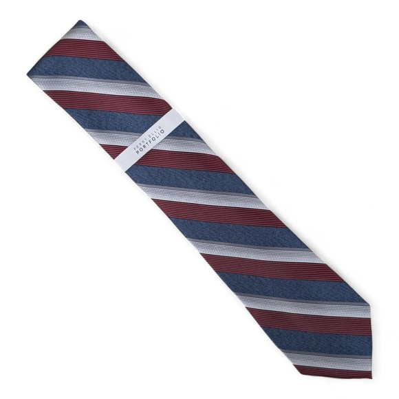 Perry Ellis Men's Preston Classic Stripe Tie Necktie Classic 3" Red White Blue - Picture 1 of 5